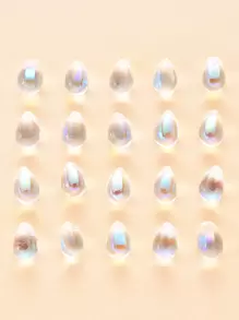 20pcs Transparent Spray Painted Glass Charms AB Color Plated Teardrop Clear AB DIY Water Drop Bead - Clear - View 1