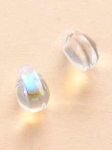 20pcs Transparent Spray Painted Glass Charms AB Color Plated Teardrop Clear AB DIY Water Drop Bead - Clear - View 2
