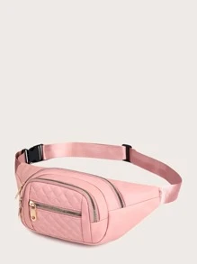 Riñonera acolchada, bandolera acolchada para mujer, bandolera con cremallera frontal, monedero informal en el pecho con orificio para auriculares