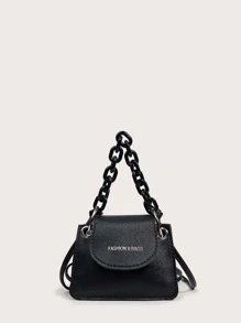 Túi đeo chéo Nữ Lá thư Chuỗi - màu đen - Xem 1