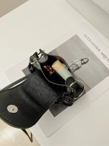 Túi đeo chéo Nữ Lá thư Chuỗi - màu đen - Xem 3