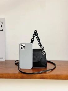 Túi đeo chéo Nữ Lá thư Chuỗi - màu đen - Xem 4