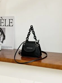 Túi đeo chéo Nữ Lá thư Chuỗi - màu đen - Xem 5