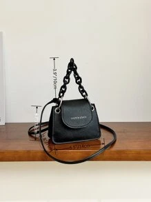 Túi đeo chéo Nữ Lá thư Chuỗi - màu đen - Xem 6