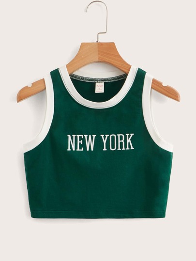 Letter Graphic Ringer Tank Top