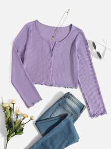 SHEIN EZwear Áo thun Plus size Xù nhỏ màu trơn Giải trí - Màu Lilac Tím - Xem 1