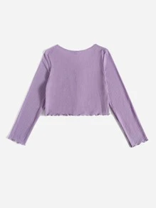 SHEIN EZwear Áo thun Plus size Xù nhỏ màu trơn Giải trí - Màu Lilac Tím - Xem 2