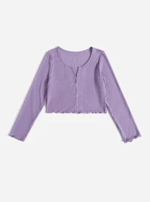 SHEIN EZwear Áo thun Plus size Xù nhỏ màu trơn Giải trí - Màu Lilac Tím - Xem 3