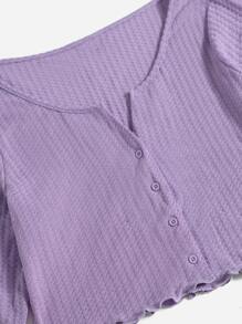 SHEIN EZwear Áo thun Plus size Xù nhỏ màu trơn Giải trí - Màu Lilac Tím - Xem 4