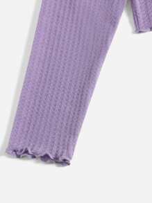 SHEIN EZwear Áo thun Plus size Xù nhỏ màu trơn Giải trí - Màu Lilac Tím - Xem 5