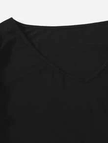 Plus Contrast Mesh Top - Black - View 4