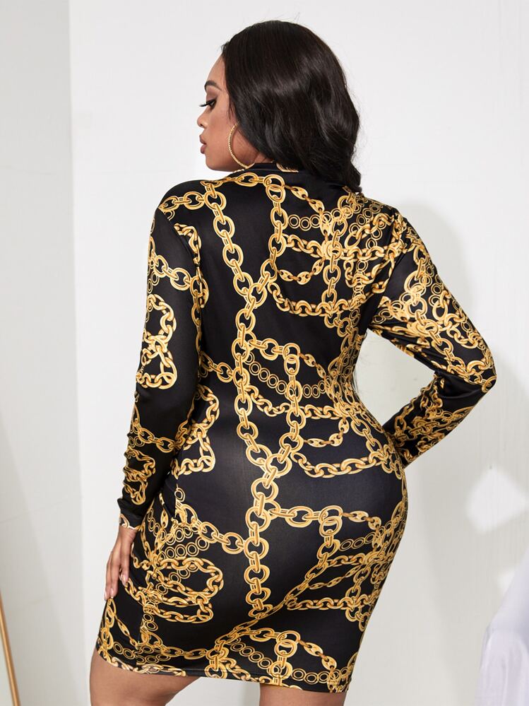 SHEIN SXY Plus Chain Print Bodycon Dress | SHEIN USA