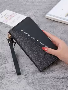 Yogodlns Tassel Decor Glitter Checkbook Cover Slim Portable Cash White-Collar Workers For Female College Work Business Commute Office For Anniversary For Birthday Gift On Valentine Day Gift Gift Wristlet Wallet Wristlet Wallet For Women Wallet Purse Wallet Long Wallet - Black - View 5