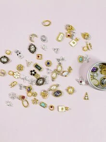 1 Hộp hỗn hợp mẫu trang trí nghệ thuật làm móng, phụ kiện làm móng, móng tay, mặt dây chuyền, đá quý làm móng - Nhiều màu - Xem 3