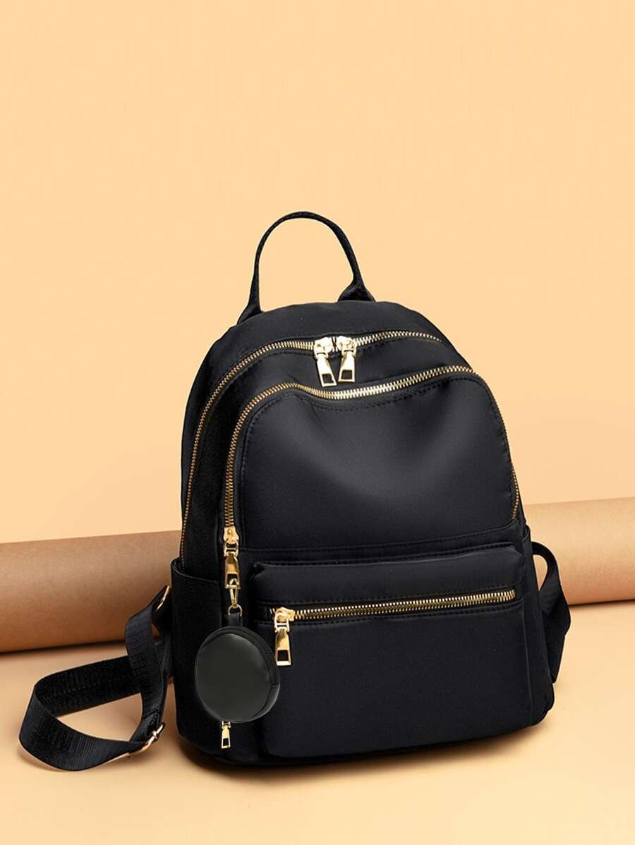 Waterproof,Lightweight,Business Casual Waterproof,Lightweight Minimalist Multi Zip Backpack With Coin Purse For Teen Girls Women College Students,Rookies & White-Collar Workers Perfect For Office,College,Work,Business,Commute,Elementary School,Middle School, High School,Back To SchoolSchool Backpack, School Supplies,Waterproof,Lightweight,Cute, Suitable For Teen Girls Women College Students,Rookies & White-Collar Workers,White-Collar Workers, Perfect For Back To School,College,Office,Holiday,Beach, School Bag, Backpack For School, Back To School Backpack, School Bookbag, Backpack School, Back To School Bags, Large Capacity, Laptop Compartment, Portable, Classic Casual, Perfect For Back To School, First Day Of School , Bow - Black - View 1