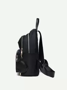 Waterproof,Lightweight,Business Casual Waterproof,Lightweight Minimalist Multi Zip Backpack With Coin Purse For Teen Girls Women College Students,Rookies & White-Collar Workers Perfect For Office,College,Work,Business,Commute,Elementary School,Middle School, High School,Back To SchoolSchool Backpack, School Supplies,Waterproof,Lightweight,Cute, Suitable For Teen Girls Women College Students,Rookies & White-Collar Workers,White-Collar Workers, Perfect For Back To School,College,Office,Holiday,Beach, School Bag, Backpack For School, Back To School Backpack, School Bookbag, Backpack School, Back To School Bags, Large Capacity, Laptop Compartment, Portable, Classic Casual, Perfect For Back To School, First Day Of School , Bow - Black - View 3