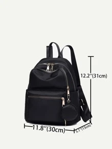 Waterproof,Lightweight,Business Casual Waterproof,Lightweight Minimalist Multi Zip Backpack With Coin Purse For Teen Girls Women College Students,Rookies & White-Collar Workers Perfect For Office,College,Work,Business,Commute,Elementary School,Middle School, High School,Back To SchoolSchool Backpack, School Supplies,Waterproof,Lightweight,Cute, Suitable For Teen Girls Women College Students,Rookies & White-Collar Workers,White-Collar Workers, Perfect For Back To School,College,Office,Holiday,Beach, School Bag, Backpack For School, Back To School Backpack, School Bookbag, Backpack School, Back To School Bags, Large Capacity, Laptop Compartment, Portable, Classic Casual, Perfect For Back To School, First Day Of School , Bow - Black - View 5