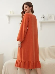 Váy ngủ & áo ngủ Nữ Nơ Bướm Tương phản ren Thắt nút màu trơn Dễ thương - trái cam - Xem 2