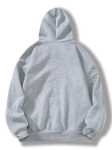 INAWLY Plus  Pocket Drawstring Thermal Hoodie Winter Fall Autumn - Light Grey - View 2