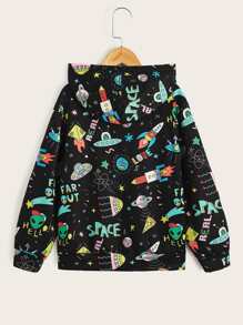 SHEIN Tween Boy Spring/Autumn Long Sleeve Hoodies With Cartoon Printed And Reflective Design - Multicolor - View 3