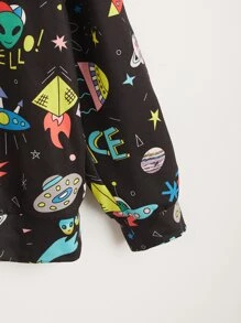 SHEIN Tween Boy Spring/Autumn Long Sleeve Hoodies With Cartoon Printed And Reflective Design - Multicolor - View 5