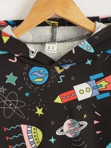SHEIN Tween Boy Spring/Autumn Long Sleeve Hoodies With Cartoon Printed And Reflective Design - Multicolor - View 4