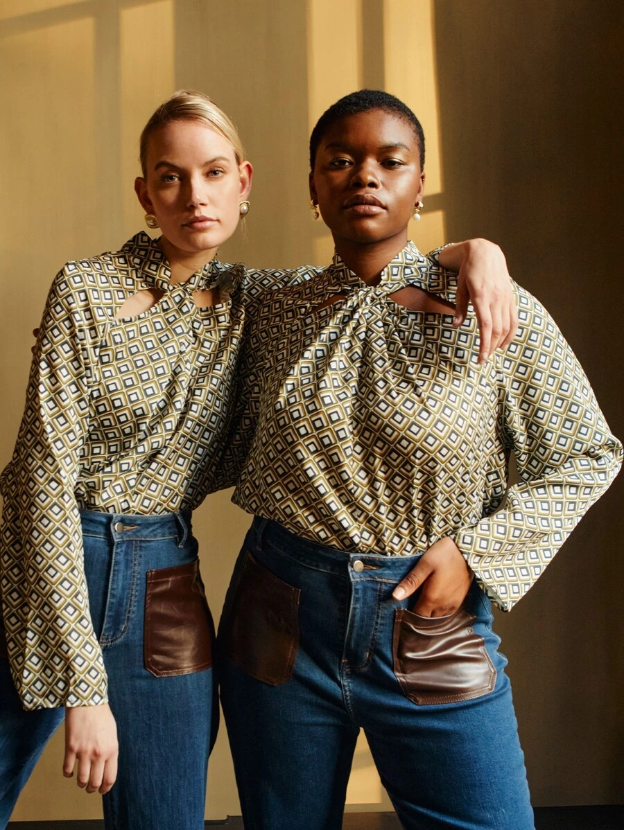 MOTF PREMIUM Top con estampado geométrico girante - Multicolor - Ver 1