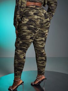 Slaydiva Plus Camo Print Tie Front Pants - Multicolor - View 2