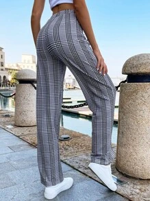 Muchica 格紋印花高腰長褲 - 彩色 - 查看 2