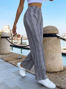 Muchica 格紋印花高腰長褲 - 彩色 - 查看 3