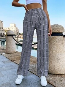 Muchica 格紋印花高腰長褲 - 彩色 - 查看 6