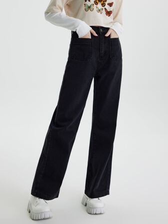 Jean droit taille haute