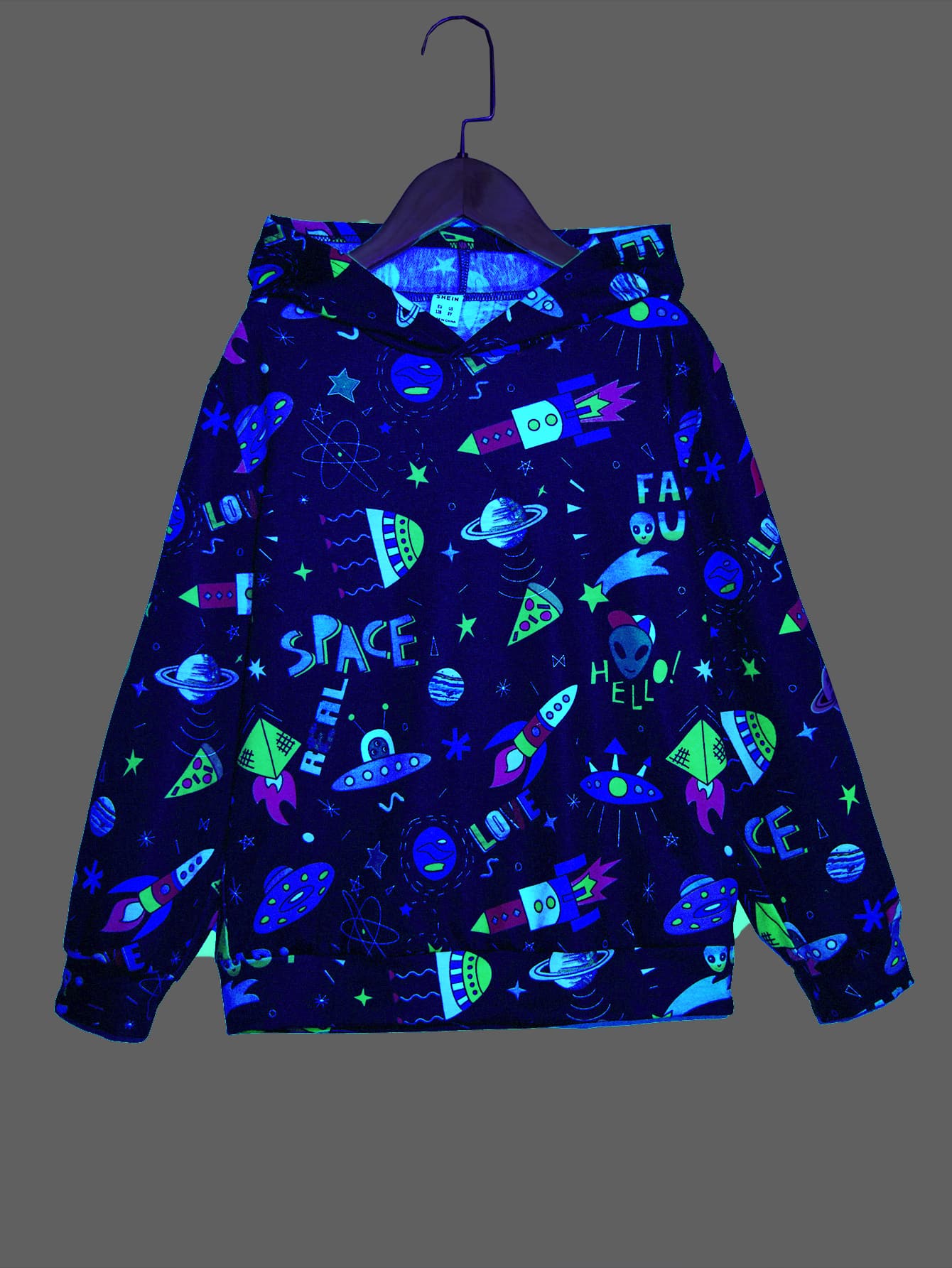 SHEIN Tween Boy Spring/Autumn Long Sleeve Hoodies With Cartoon Printed And Reflective Design - Multicolor - View 1