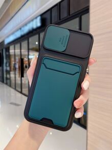 Iphone Cases For Men 1pc High-End & Fashionable & Luxurious & Shockproof Phone Case With Camera Protection, Window & Card Insert Design, Compatible With Iphone And Samsung - Dark Green - View 2