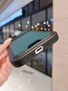 Iphone Cases For Men 1pc High-End & Fashionable & Luxurious & Shockproof Phone Case With Camera Protection, Window & Card Insert Design, Compatible With Iphone And Samsung - Dark Green - View 3