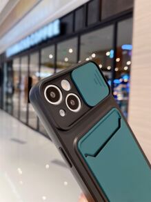 Iphone Cases For Men 1pc High-End & Fashionable & Luxurious & Shockproof Phone Case With Camera Protection, Window & Card Insert Design, Compatible With Iphone And Samsung - Dark Green - View 4