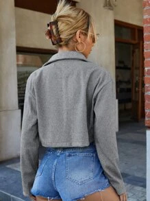 SHEIN 翻蓋口袋短款花呢外套 - 彩色 - 查看 2