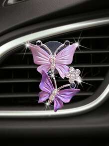 蝴蝶設計汽車出風口夾 - 紫色 - 查看 2
