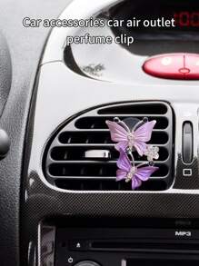 蝴蝶設計汽車出風口夾 - 紫色 - 查看 3