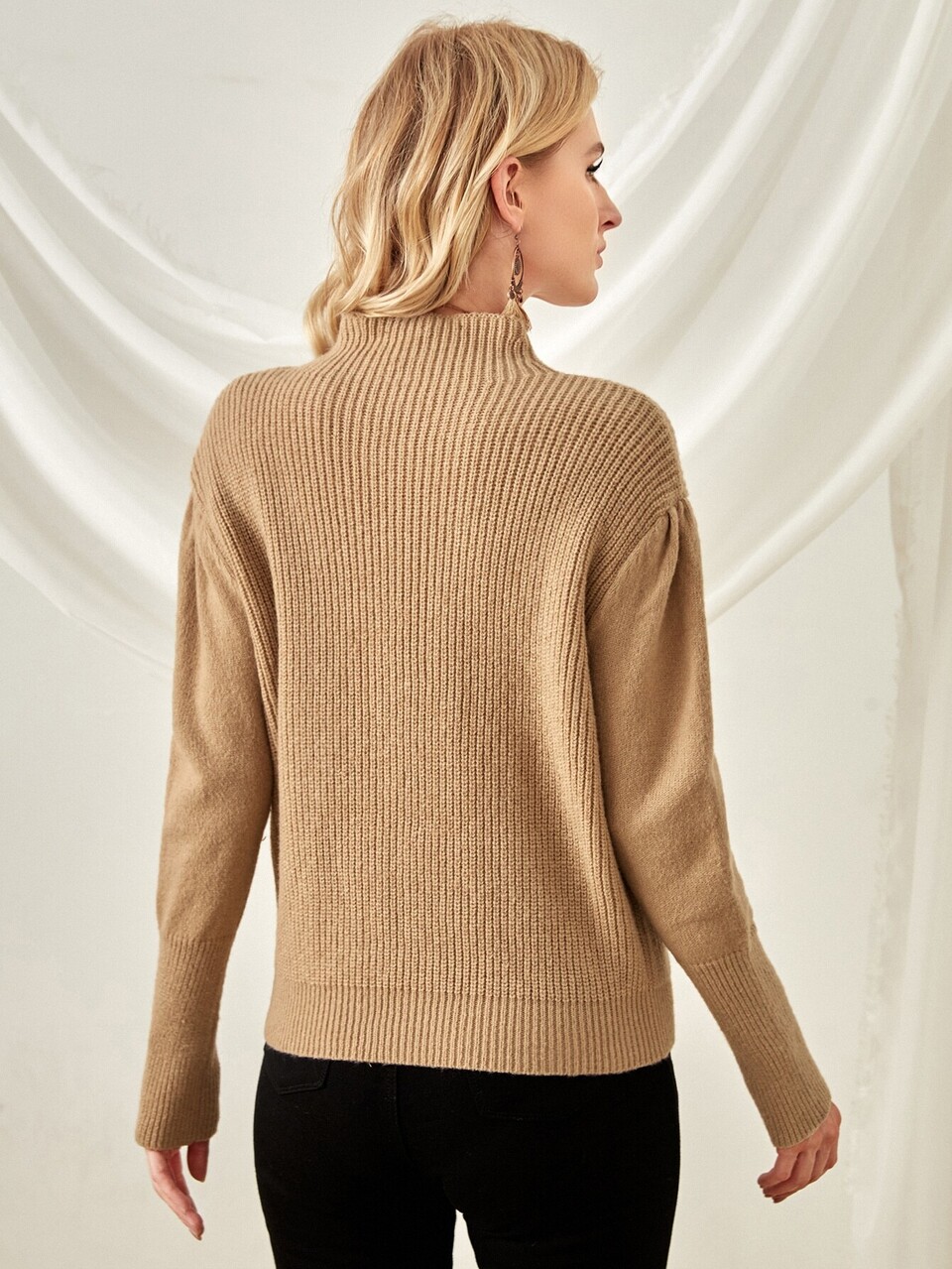 Mock Neck Gigot Sleeve Sweater