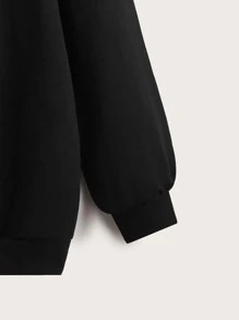 ROMWE Grunge Punk Butterfly Print Zip Up Hoodie - Black - View 4