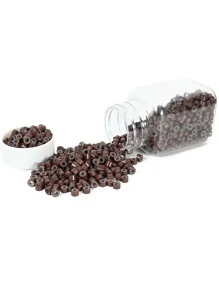 500pcs Micro link Beads 5mm for Hair Extensions, Silicone Lined Rings Hair Extensions Tool-Brown - Bronze - View 5
