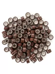 500pcs Micro link Beads 5mm for Hair Extensions, Silicone Lined Rings Hair Extensions Tool-Brown - Bronze - View 1