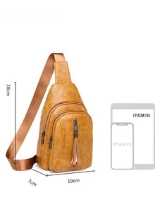 EMERY ROSE Vintage Tassel Decor Sling Bag - Yellow - View 3