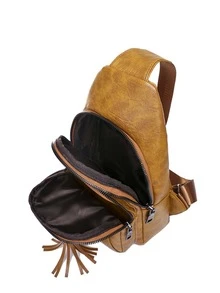 EMERY ROSE Vintage Tassel Decor Sling Bag - Yellow - View 4