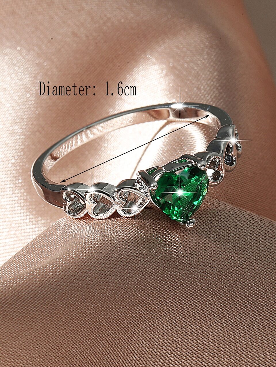 Heart Decor Ring Romantic Green Heart Hollow Copper Ring Valentine's Day Gift For Women For Party Banquet Wedding Valentines
