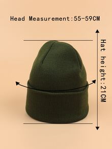 Letter Label Beanie - Army Green - View 3