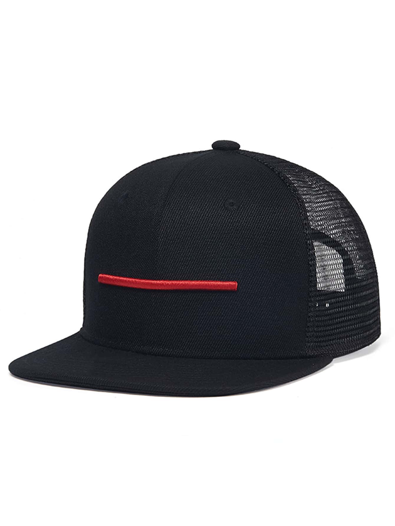 Men's Embroidered Black Hip Hop Baseball Cap - Black - View 1