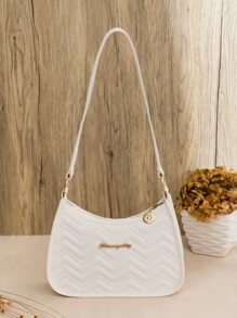 金屬裝飾衍縫圖案異形包 - 白色 - 查看 1