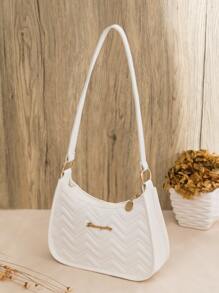 金屬裝飾衍縫圖案異形包 - 白色 - 查看 2